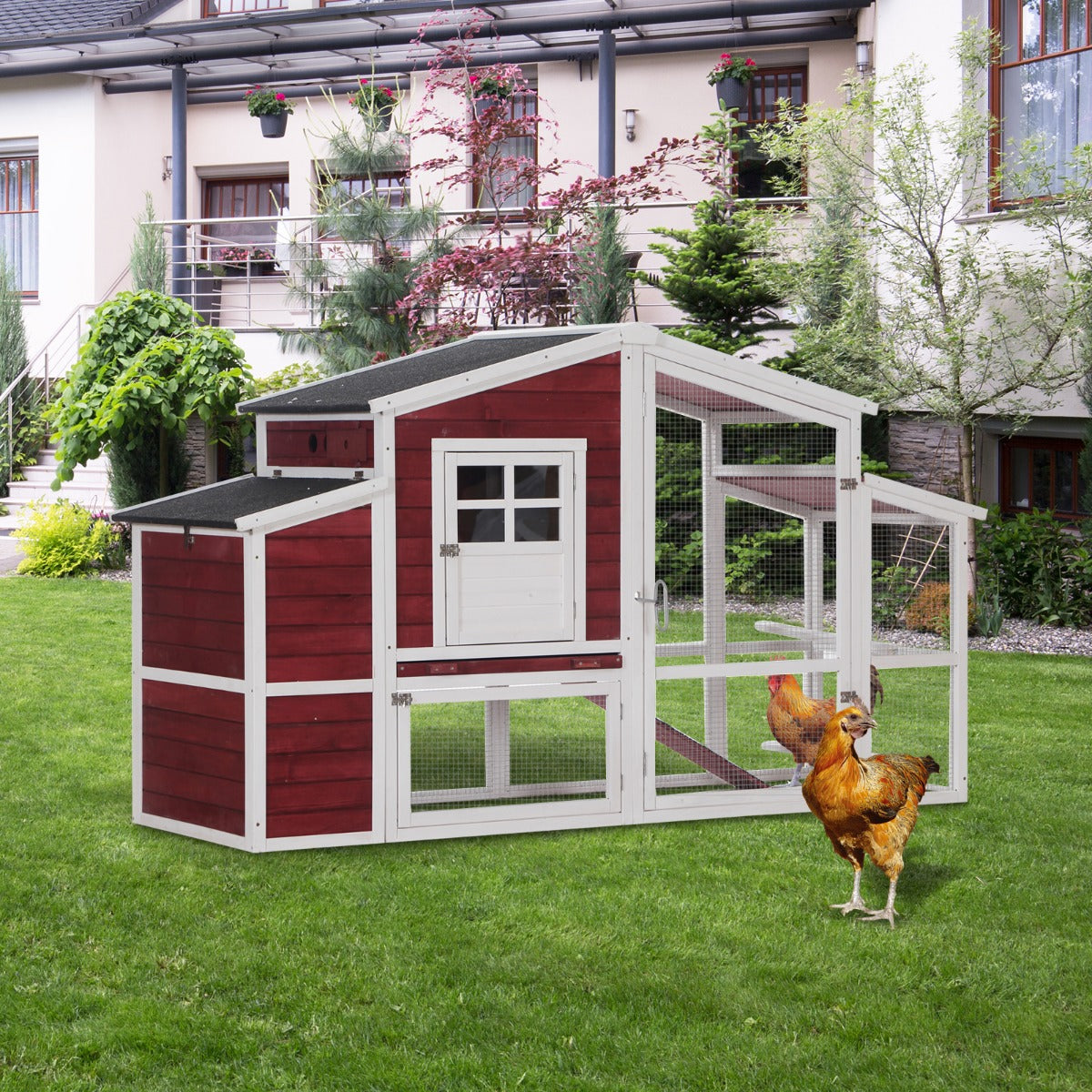 Habitat sĂ©curisĂ© pour poules, lapins, cochons dâInde