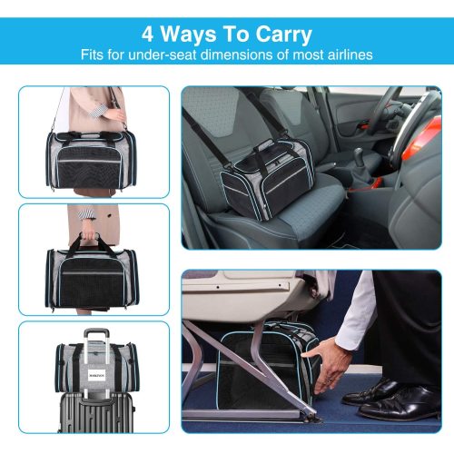 Sac de Transport pour Animaux - Poches de Rangement, Coussin Amovible, Anti‑Affaissement