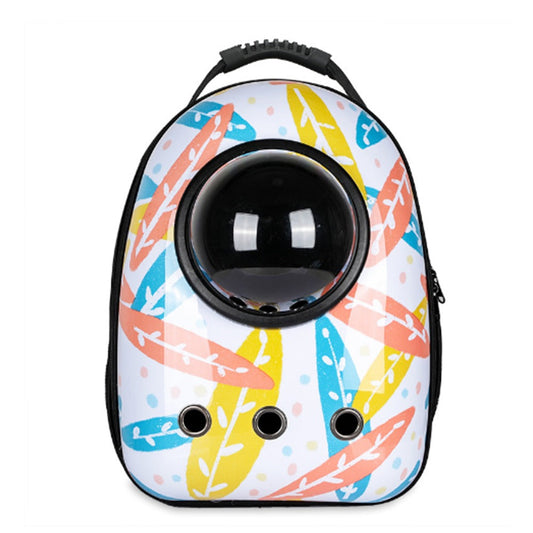 Transport & Lifestyle/Premium Accessible 🐶🐱 Sac à Dos pour Animaux - Blanc Motif Feuilles | Transport Premium pour Chats & Petits Chiens