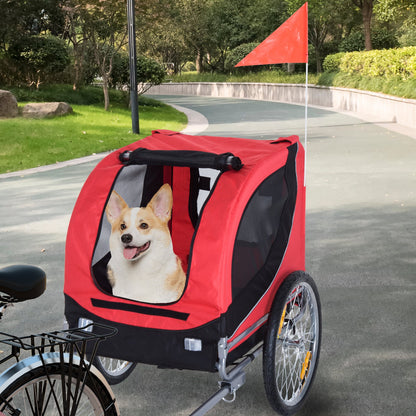 PawHut Remorque Vélo Pliable pour Animaux – Rouge et noir.