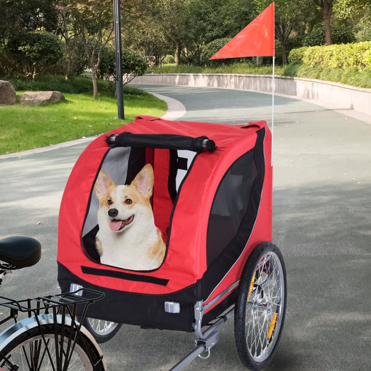 PawHut Remorque Vélo Pliable pour Animaux – Rouge et noir.