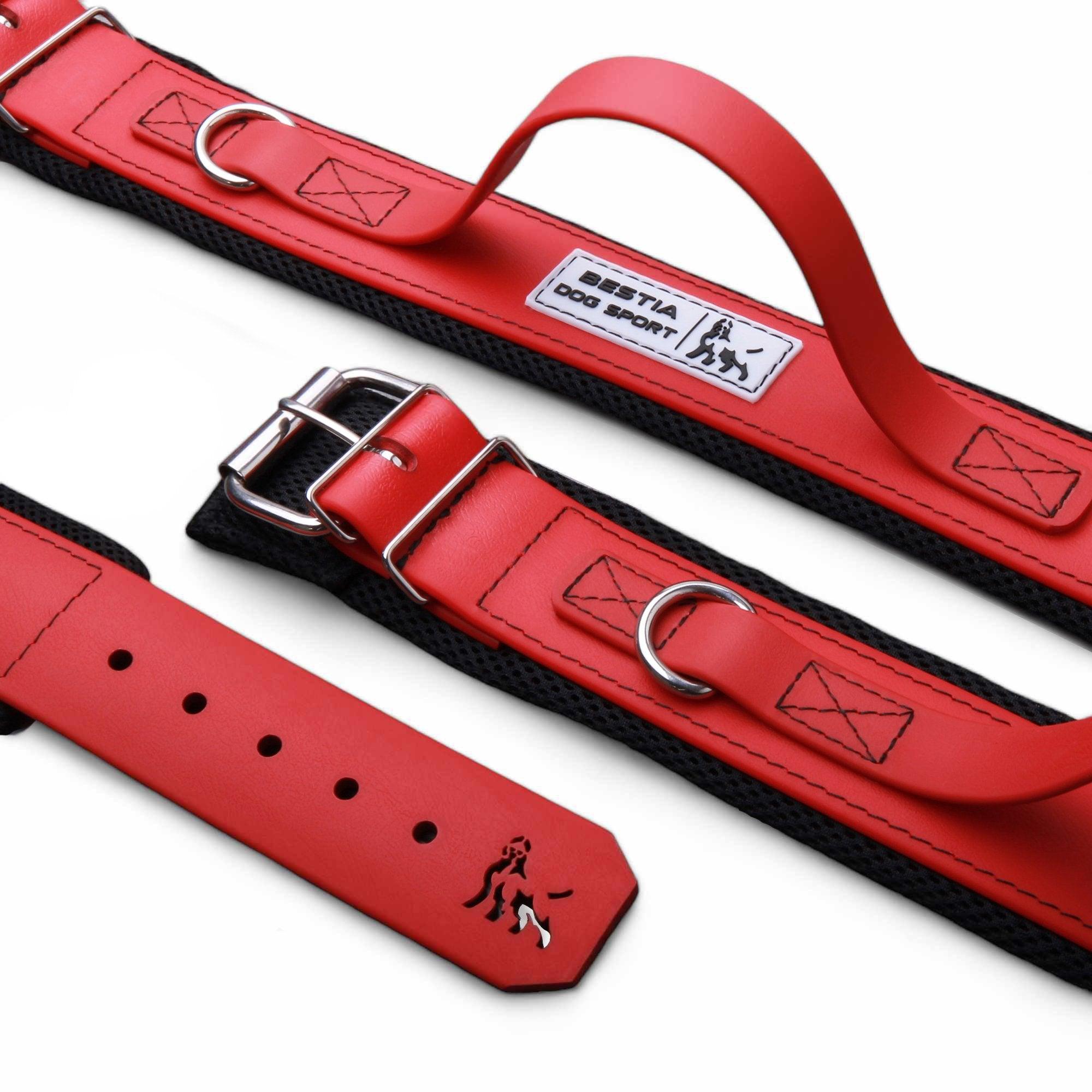 Tactical Premium 🐺 BESTIA DOG SPORT - Handle Collar All Red (Ultra‑Résistant)
