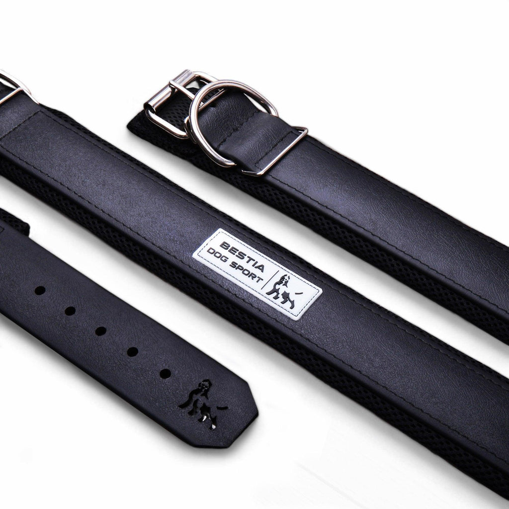 Tactical Premium 🐺 Collier BESTIA Dog Sport - Ultra Heavy Duty Matt Black (Inox & Waterproof)