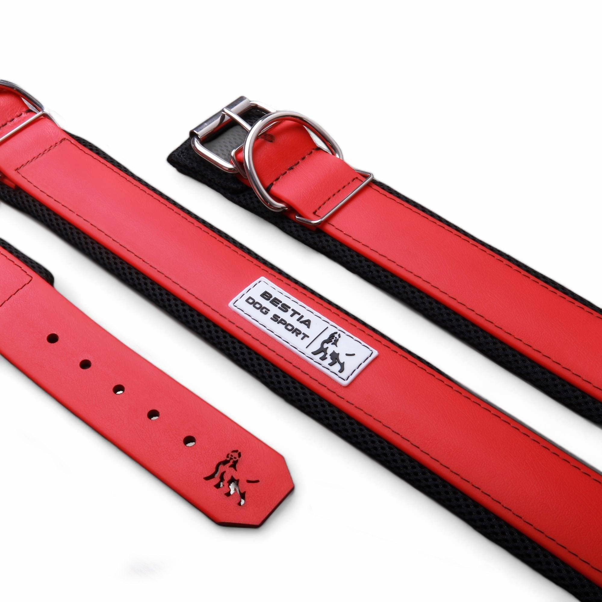 Tactical Premium 🐶 Collier BESTIA Dog Sport - Ultra Heavy Duty Red (Inox & Waterproof)