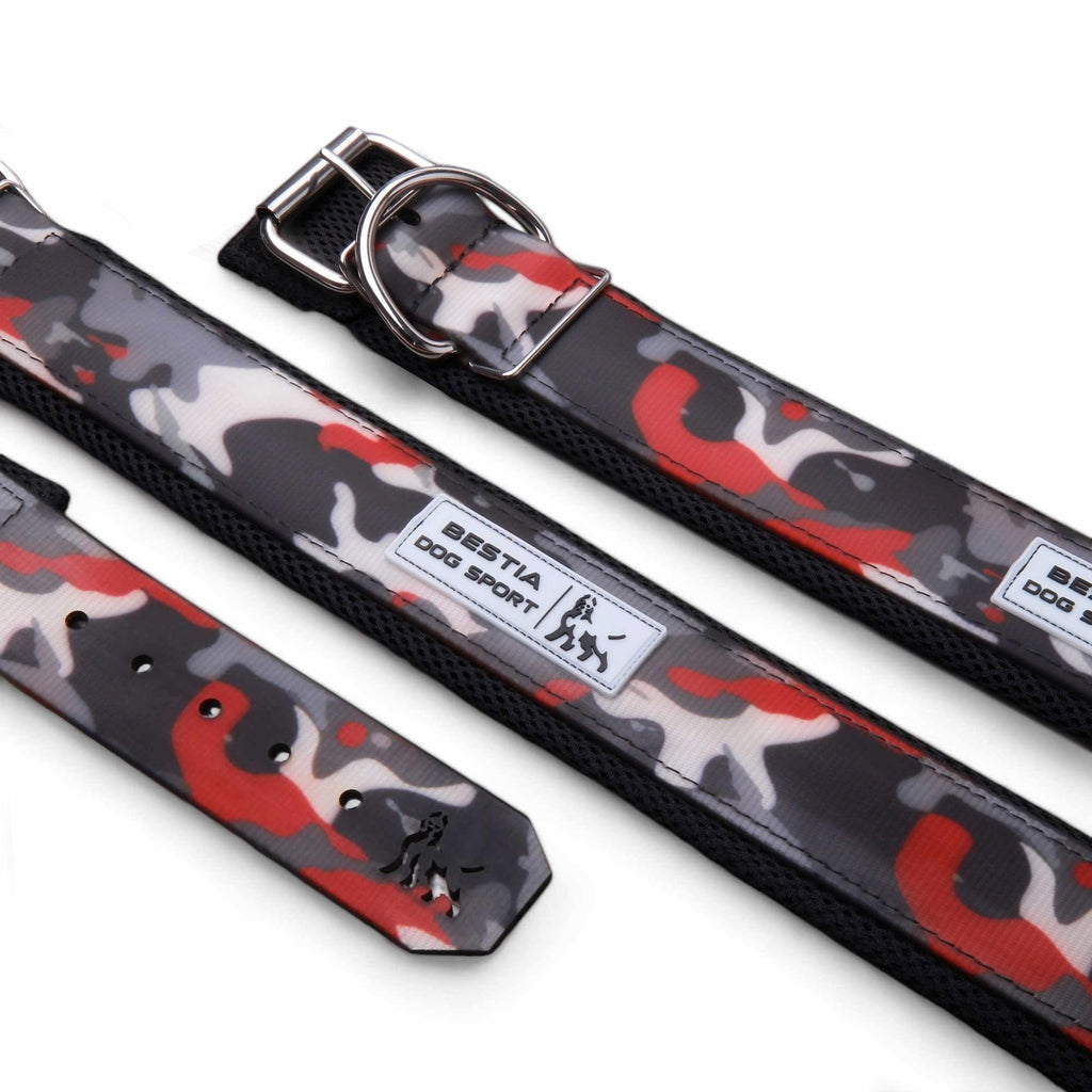 Tactical Premium 🐶 Collier BESTIA Dog Sport - Ultra Heavy Duty Red Camo (Inox & Waterproof)