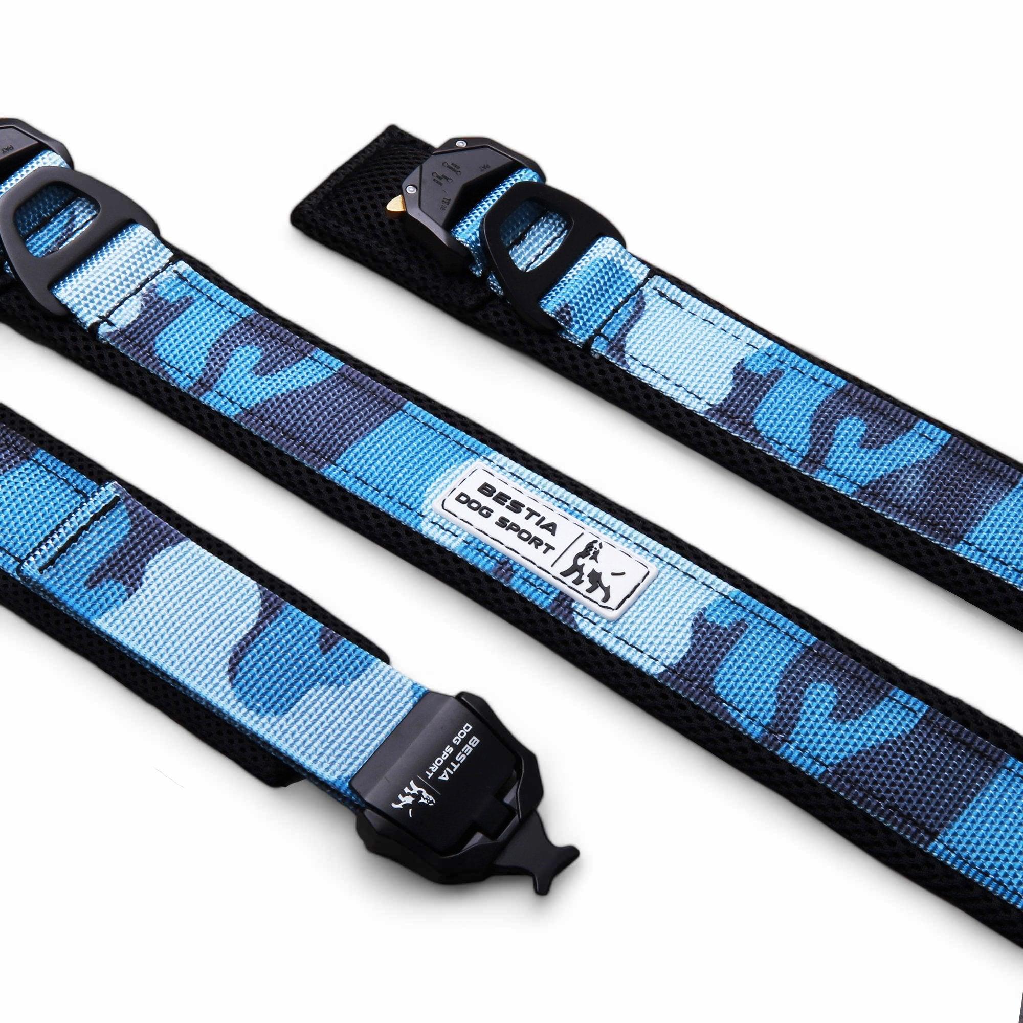 Tactical Premium 🐺 BESTIA DOG SPORT - Fast Release Collar Blue Camo (Ultra‑Résistant)