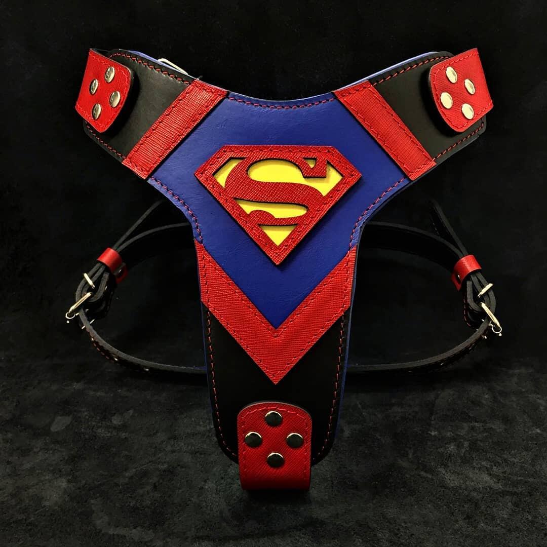 Tactical Premium 🐺 Superdog Harness - Harnais Cuir Véritable 4 mm pour Races Puissantes (Fait Main en Europe)