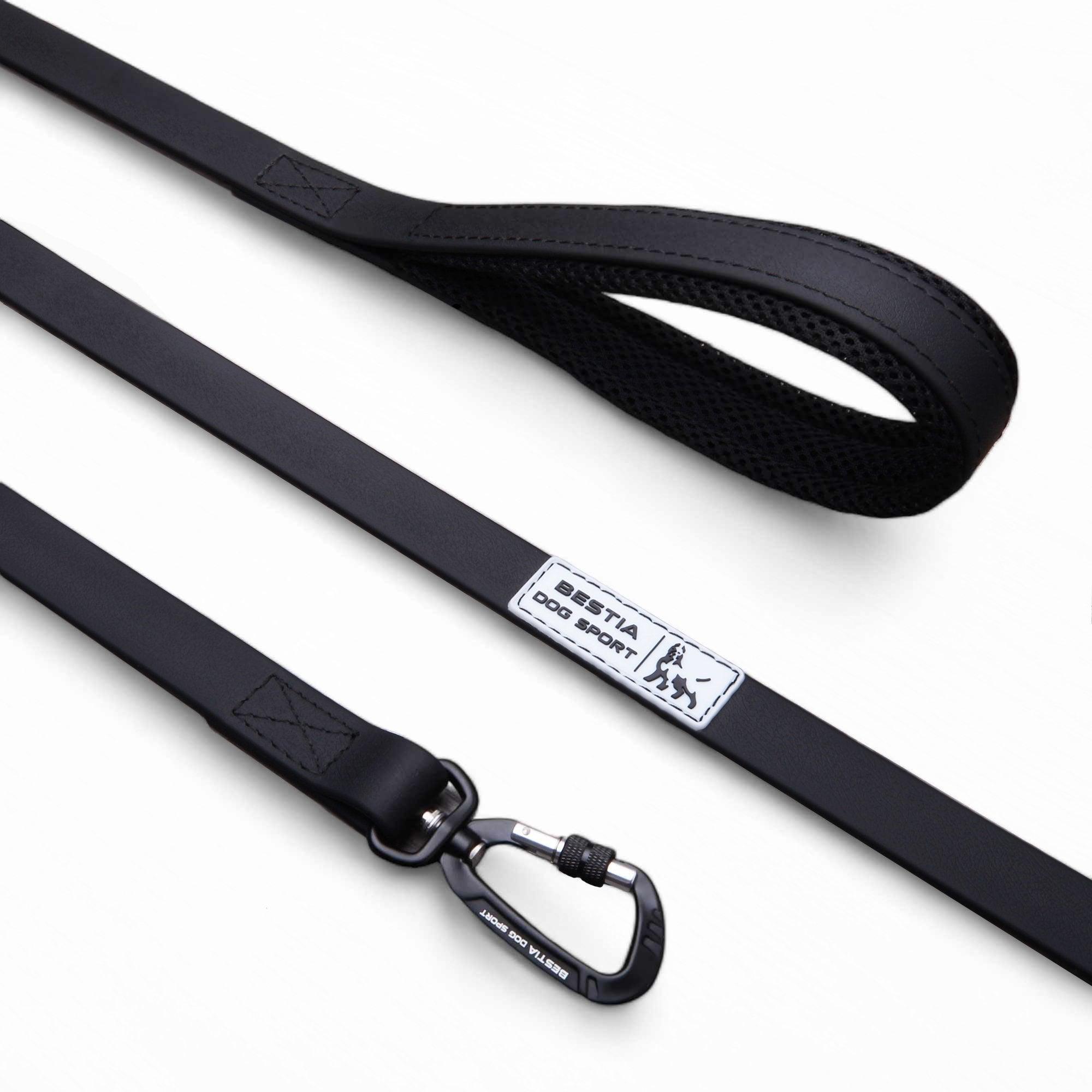 🐕‍🦺 BESTIA DOG SPORT Tactical Leash All Black - Ultra Heavy Duty Waterproof Dog Leash with Tactical Carabiner | 400 kg Pull Strength