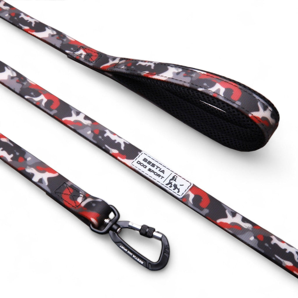 Dog 🐶 Laisse Tactical Red Camo - Laisse Premium Ultra‑Résistante BESTIA