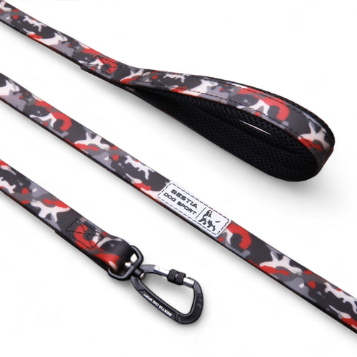 Dog 🐶 Laisse Tactical Red Camo - Laisse Premium Ultra‑Résistante BESTIA
