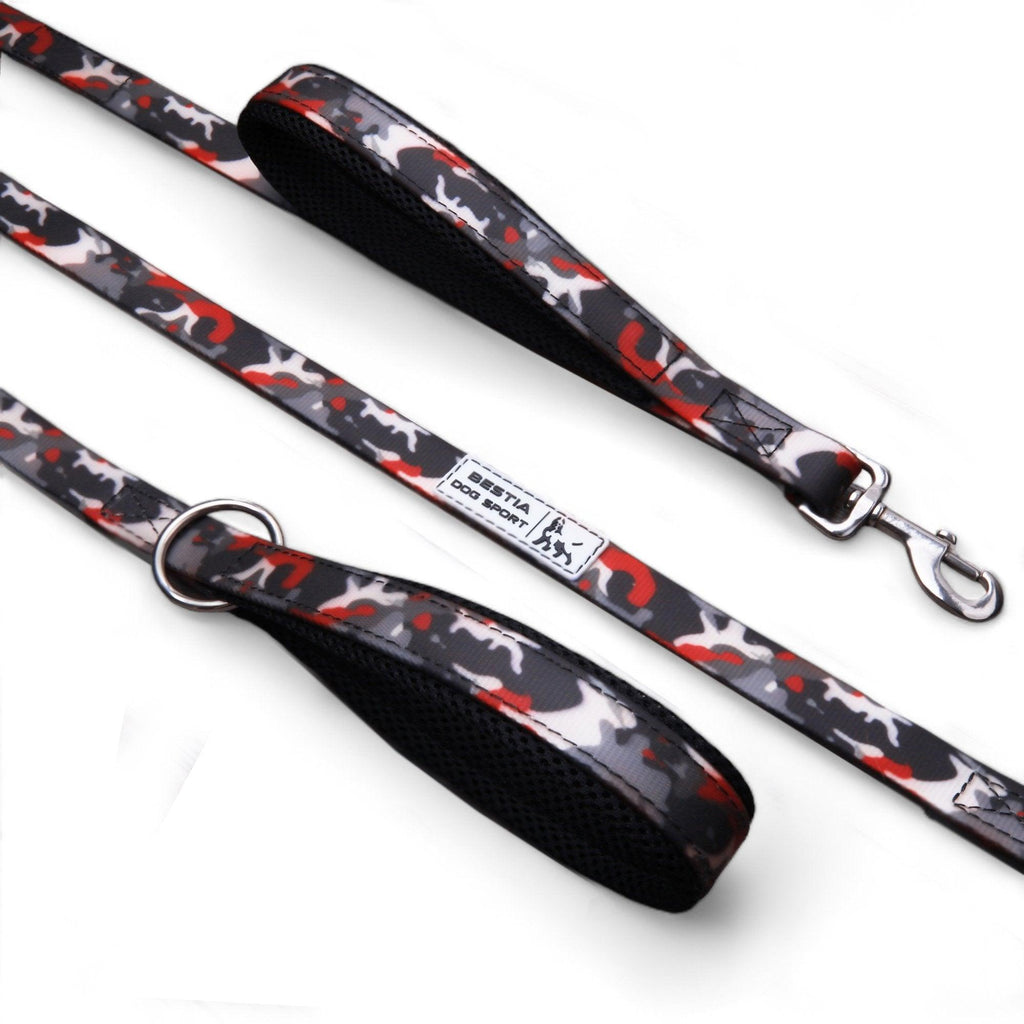Tactical Premium 🐺 BESTIA DOG SPORT - Laisse Double Poignée Red Camo (Ultra‑Résistante)