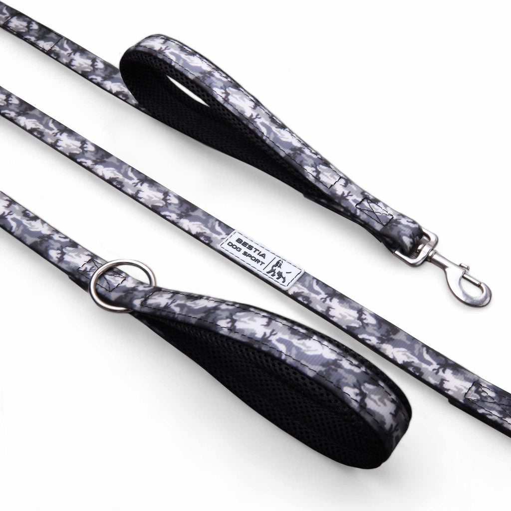 Dog 🐶 BESTIA DOG SPORT - Laisse Double Poignée Grey Camo (Ultra Heavy Duty)