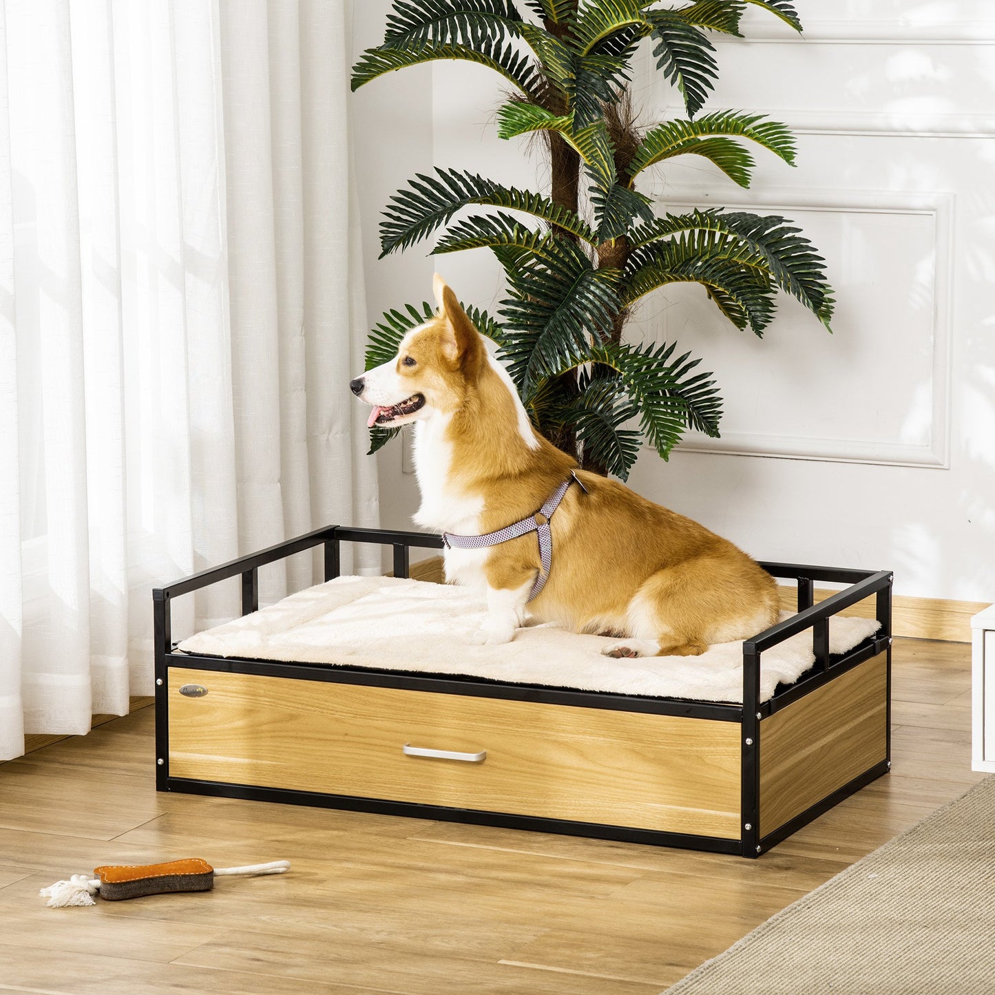 Lit surélevé pour chien PawHut - Style mobilier moderne et confort douillet