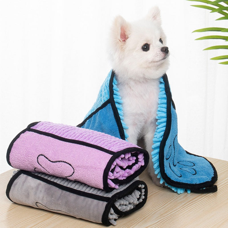 Serviette Ultra‑Absorbante en Chenille pour Chien et Chat - Séchage Rapide, Douce & Durable