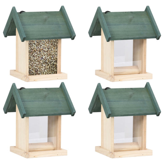Bird 🦜 NNEVL Bird Feeders - Lot de 4 Mangeoires en Bois de Sapin (Naturelles & Déjà Montées)