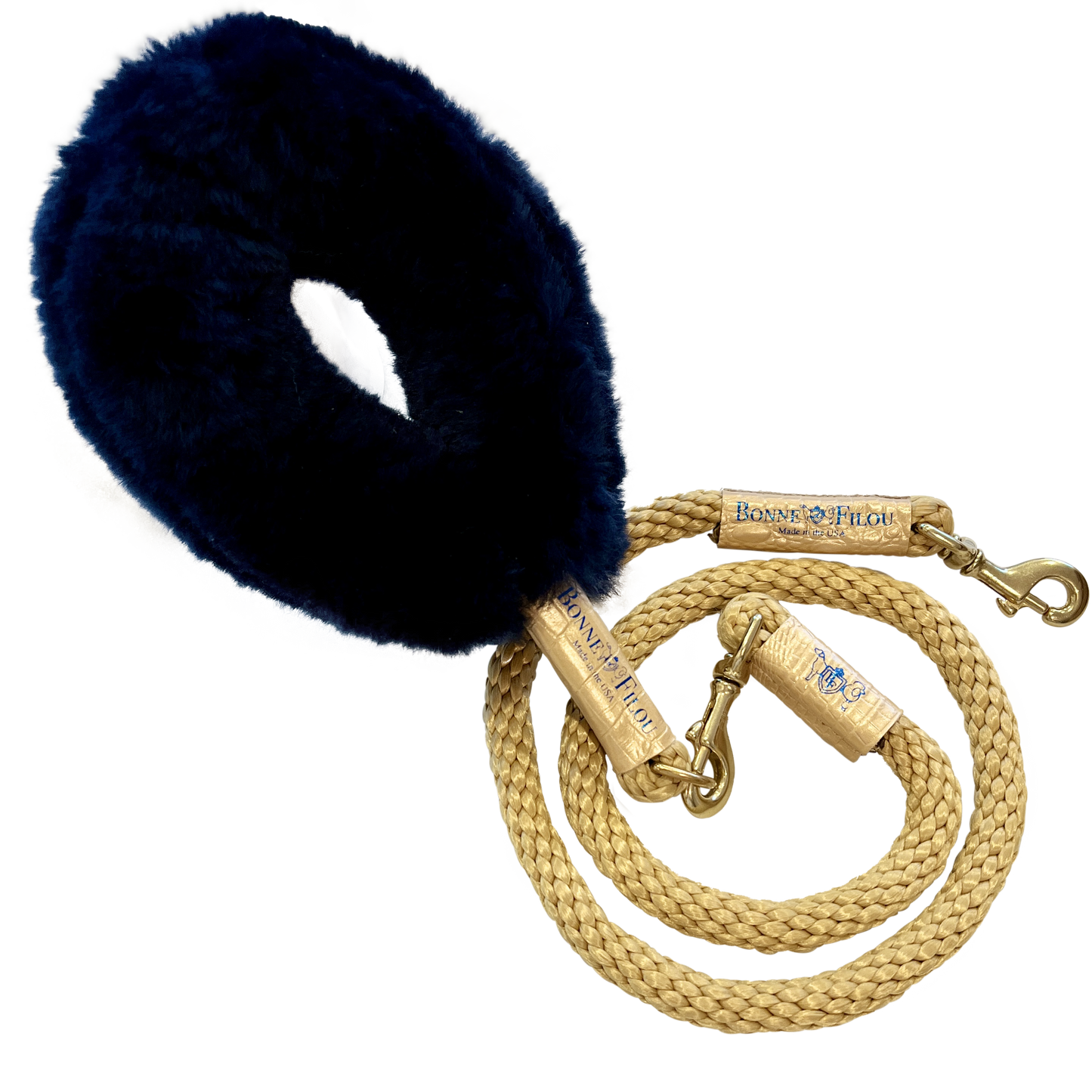 Laisse Luxe pour Chien - Poignée Shearling + Corde Premium - Bonne et Filou - Made in USA