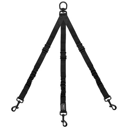 Laisse 3 Chiens Anti‑Nœuds - Nylon Solide avec Amortisseur Bungee