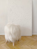 Wooden Natural Sheepskin Stool-0