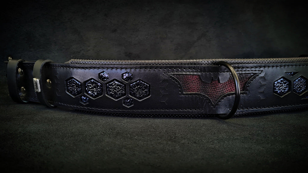 🐕 🦇 BESTIA “BATDOG” Collier en Cuir Noir - Collier Premium Inspiré Héros pour Chiens Puissants | Fait Main en Europe
