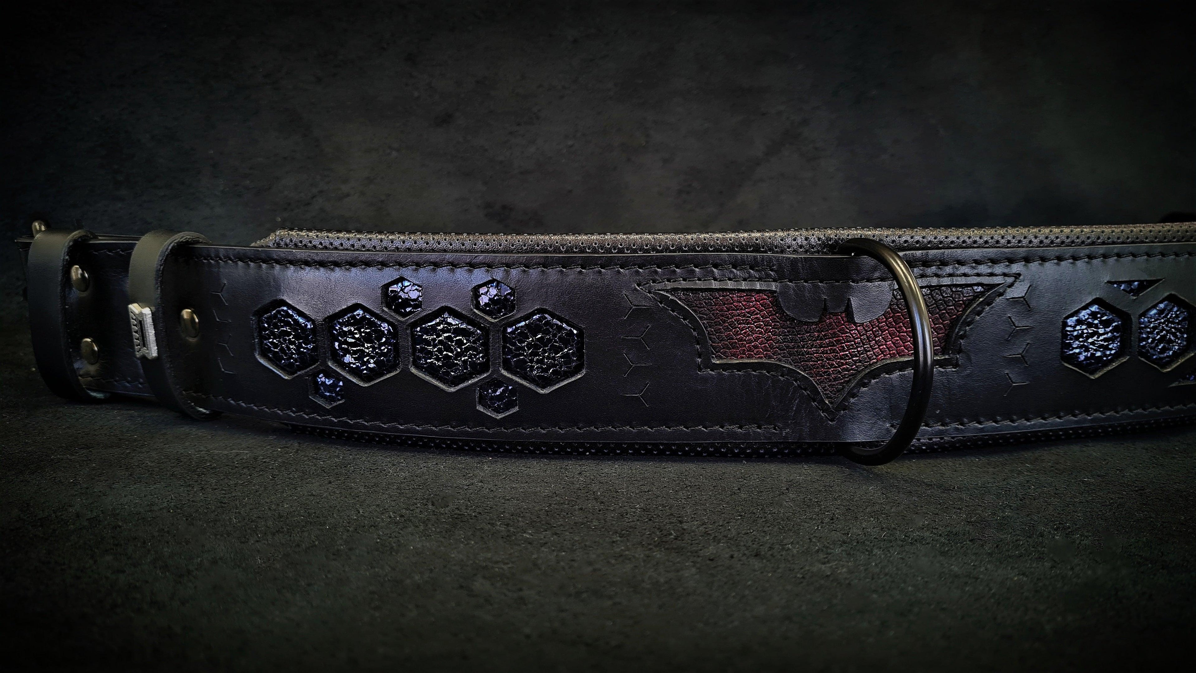 🐕 🦇 BESTIA “BATDOG” Collier en Cuir Noir - Collier Premium Inspiré Héros pour Chiens Puissants | Fait Main en Europe