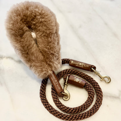 Laisse Luxe pour Chien - Poignée Shearling + Corde Premium - Bonne et Filou - Made in USA