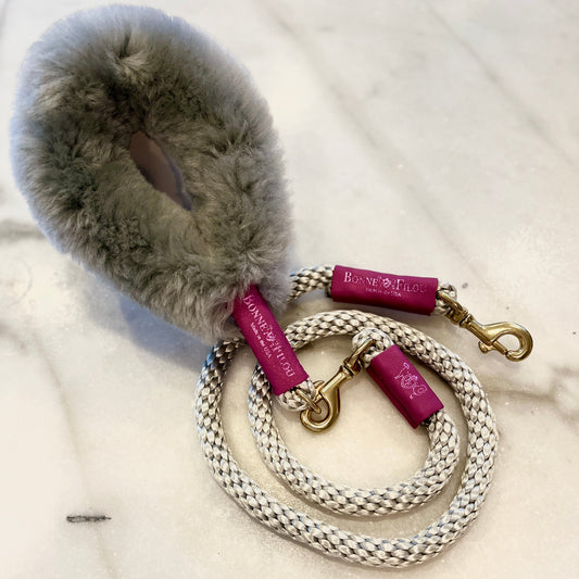 Laisse Luxe pour Chien - Poignée Shearling + Corde Premium - Bonne et Filou - Made in USA