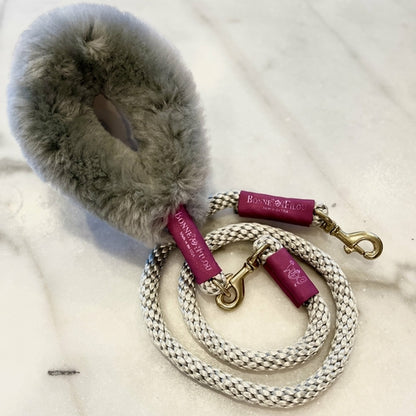 Laisse Luxe pour Chien - Poignée Shearling + Corde Premium - Bonne et Filou - Made in USA