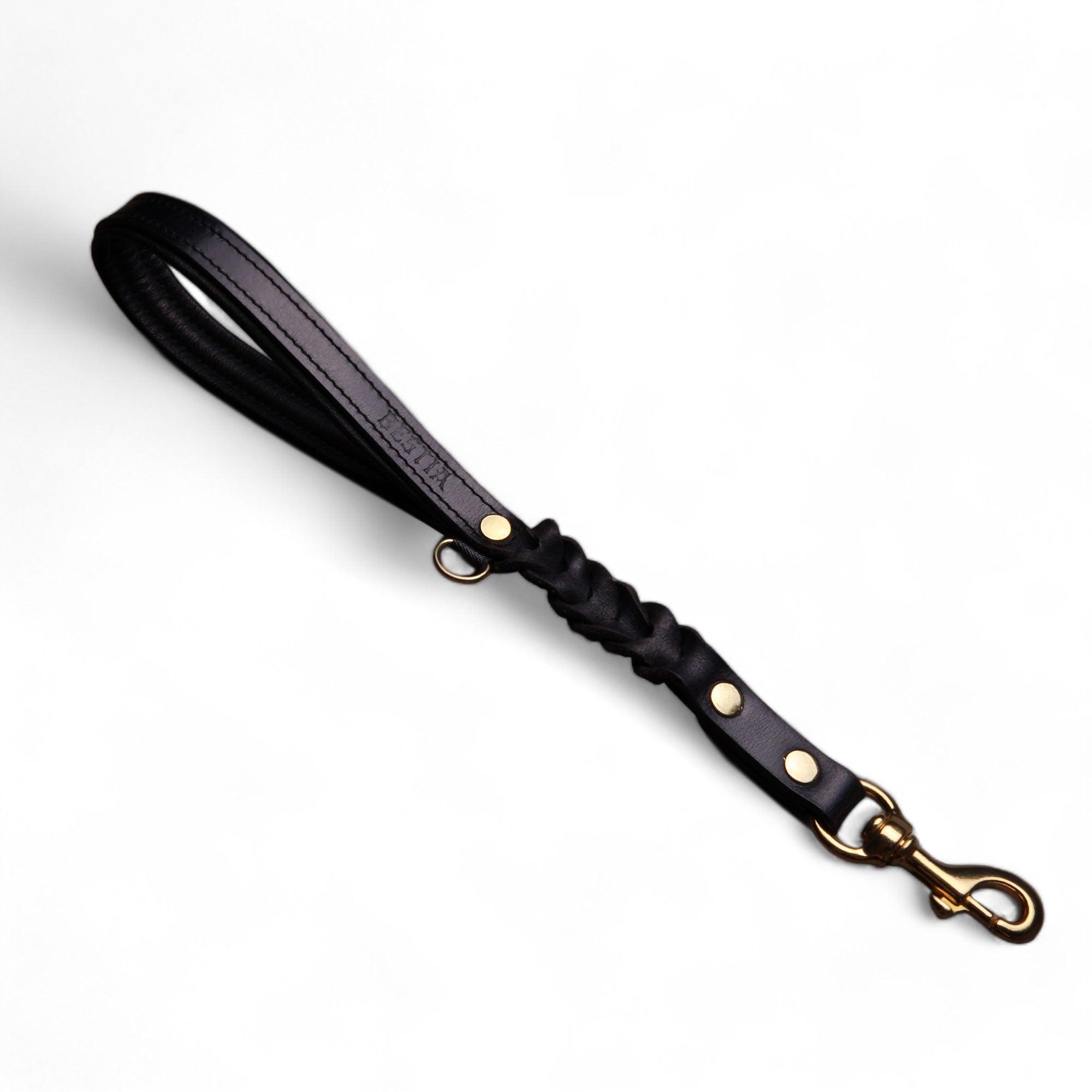 🐕‍🦺 Short “Control” Lead - Laisse Courte Cuir 46 cm | Brass / Chrome