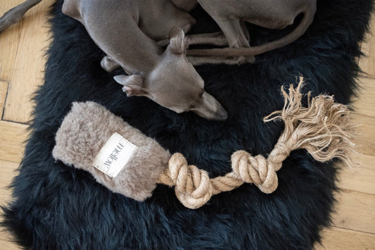 Naturel/Artisanal 🐶 Natural Woolen Dog Tug Toy - Beige (Jouet à Tirer 100 % Naturel)