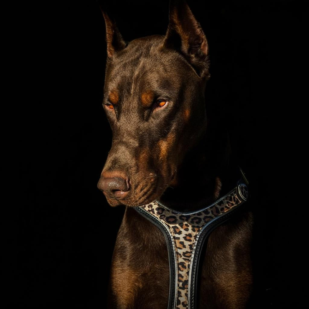 Luxe Artisanal Dog 🐺 BESTIA “Leopard” - Harnais Cuir Premium • Collector Édition Limitée (Fait Main en Europe)