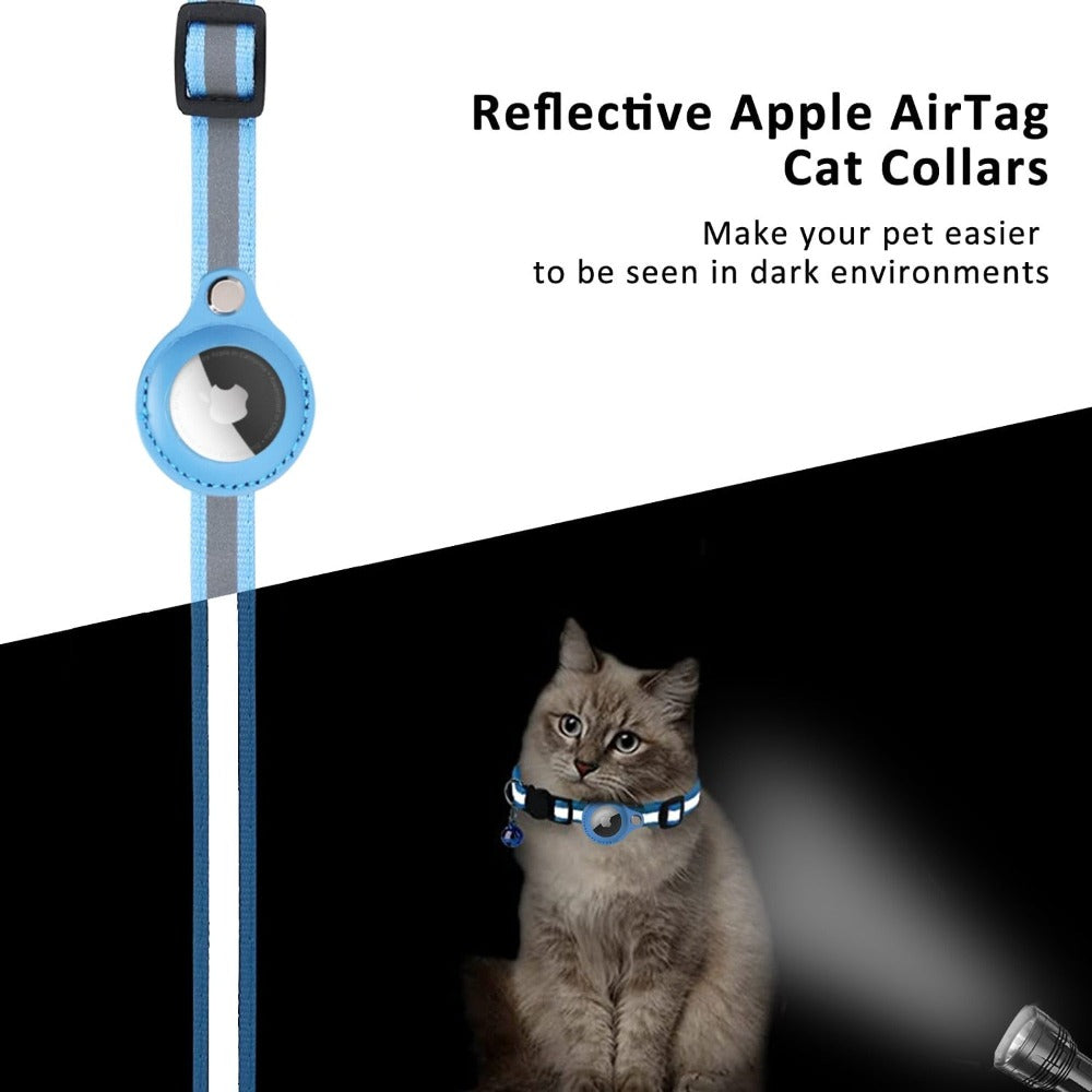 collier réfléchissant pour chien et chat avec étui AirTag intégré