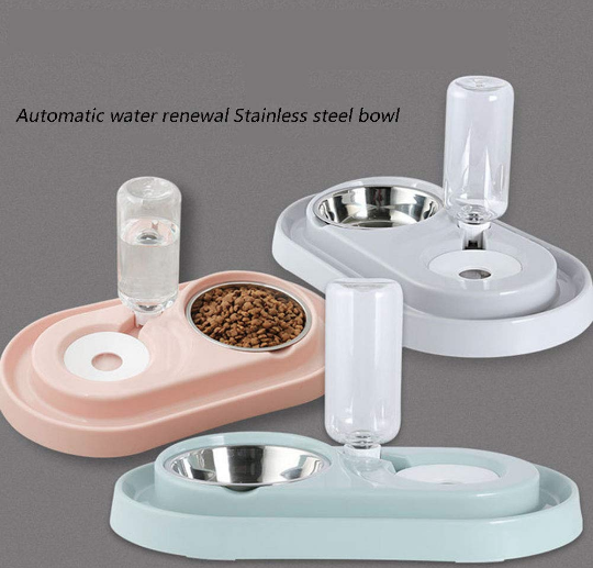 gamelle double automatique pour chien et chat avec bouteille d’eau