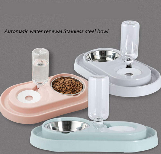 gamelle double automatique pour chien et chat avec bouteille d’eau