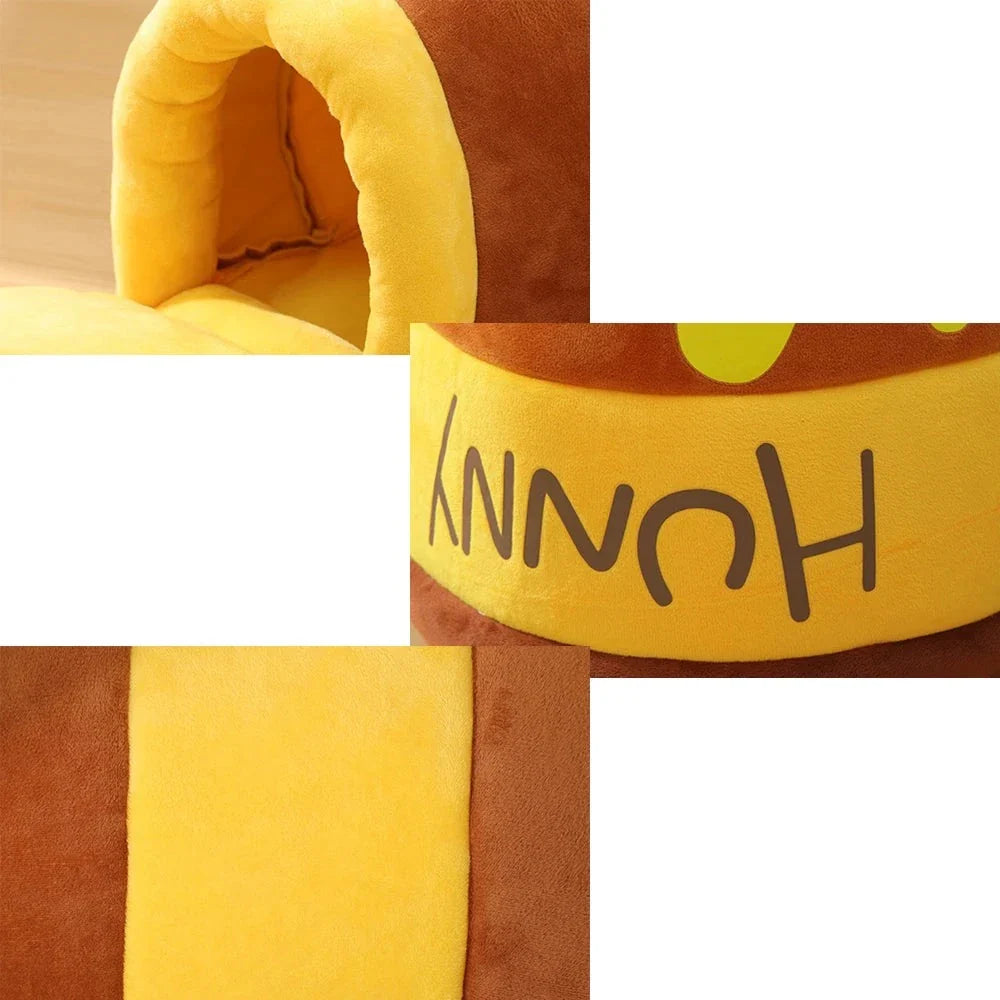 Lit pour chat en forme de pot de miel - Design mignon, ultra doux, pour chats jusqu’à 4 kg