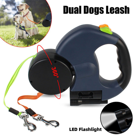 ⭐ Laisse Rétractable Premium pour Petits Chiens - Double Traction, LED & Anti‑Nœuds