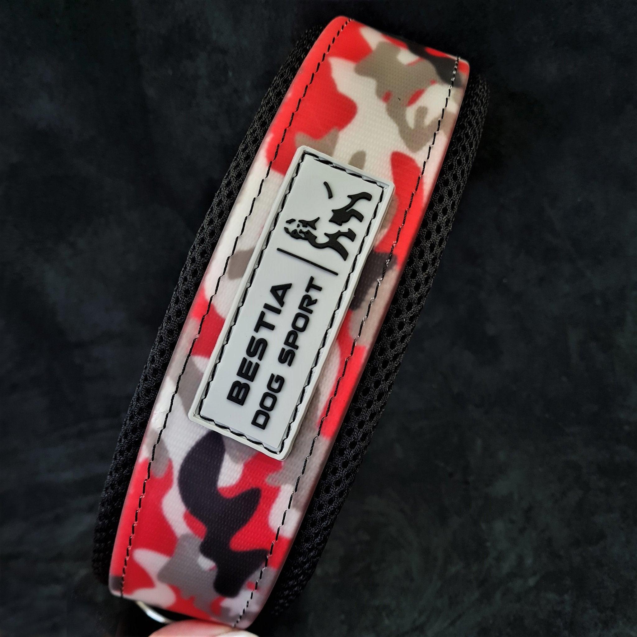 Tactical Premium 🐶 Collier BESTIA Dog Sport - Ultra Heavy Duty Red Camo (Inox & Waterproof)