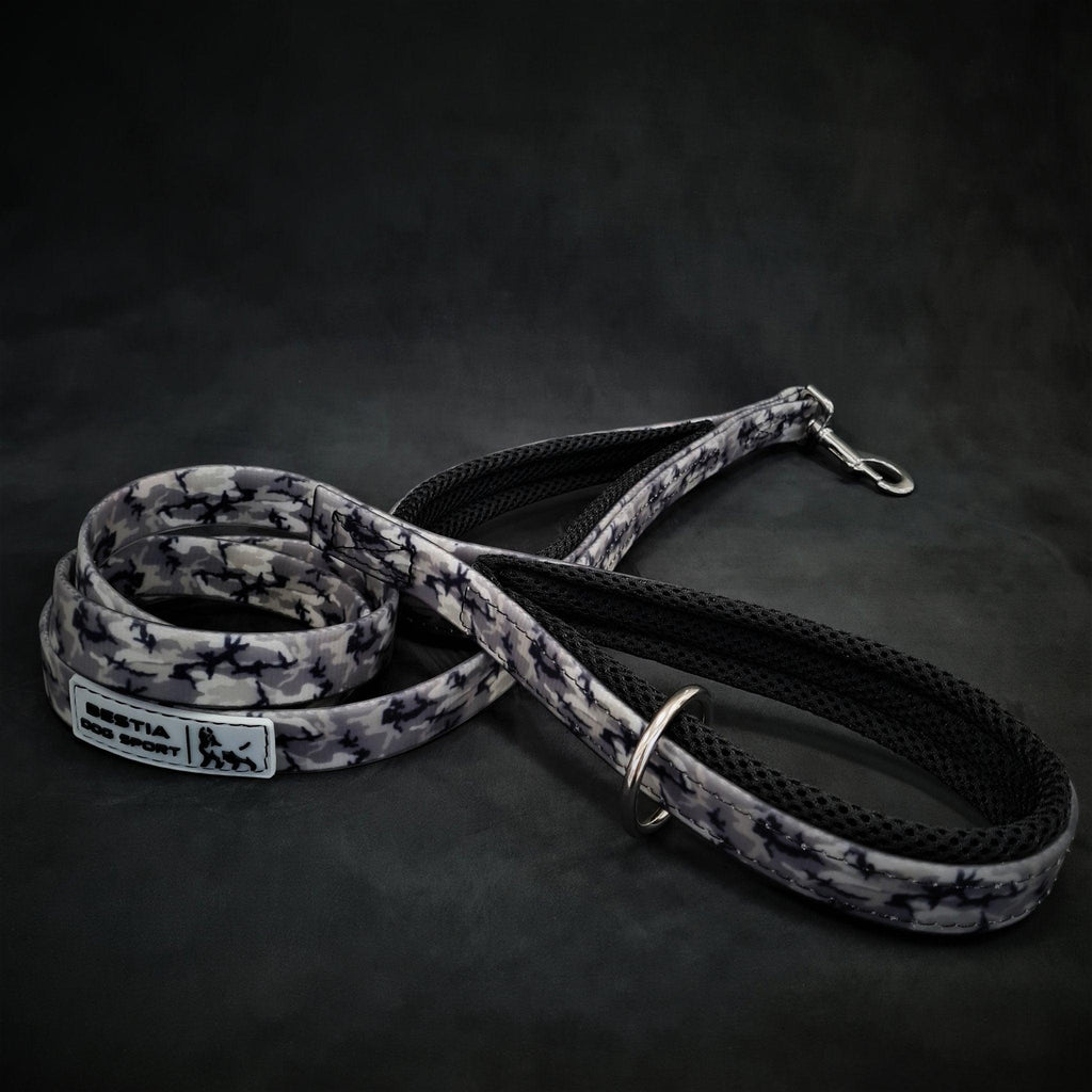 Dog 🐶 BESTIA DOG SPORT - Laisse Double Poignée Grey Camo (Ultra Heavy Duty)