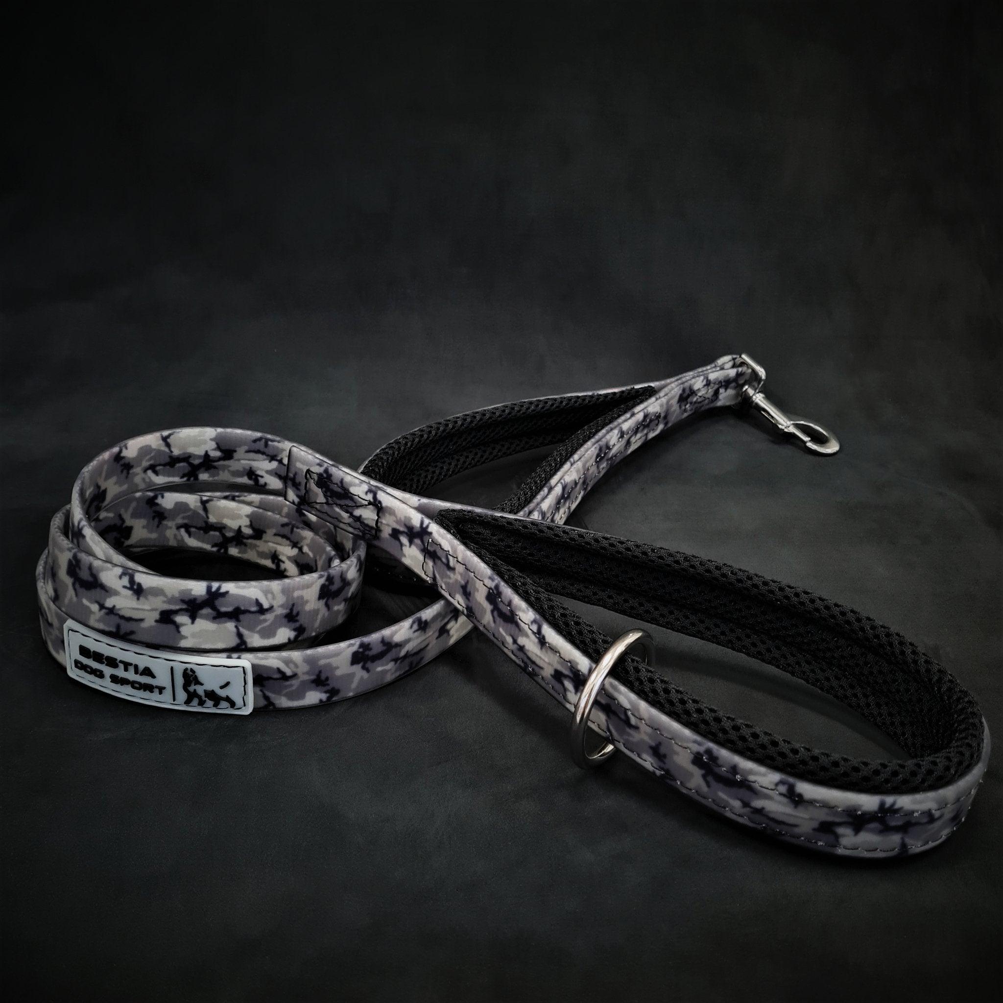 Dog 🐶 BESTIA DOG SPORT - Laisse Double Poignée Grey Camo (Ultra Heavy Duty)