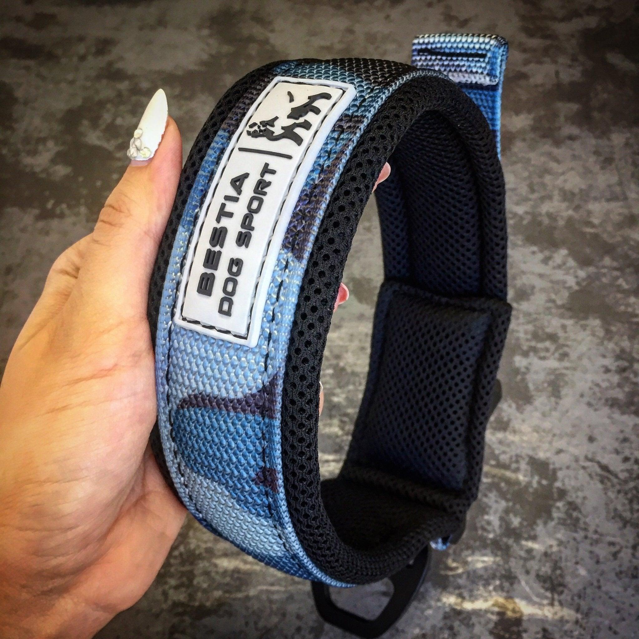 Tactical Premium 🐺 BESTIA DOG SPORT - Fast Release Collar Blue Camo (Ultra‑Résistant)