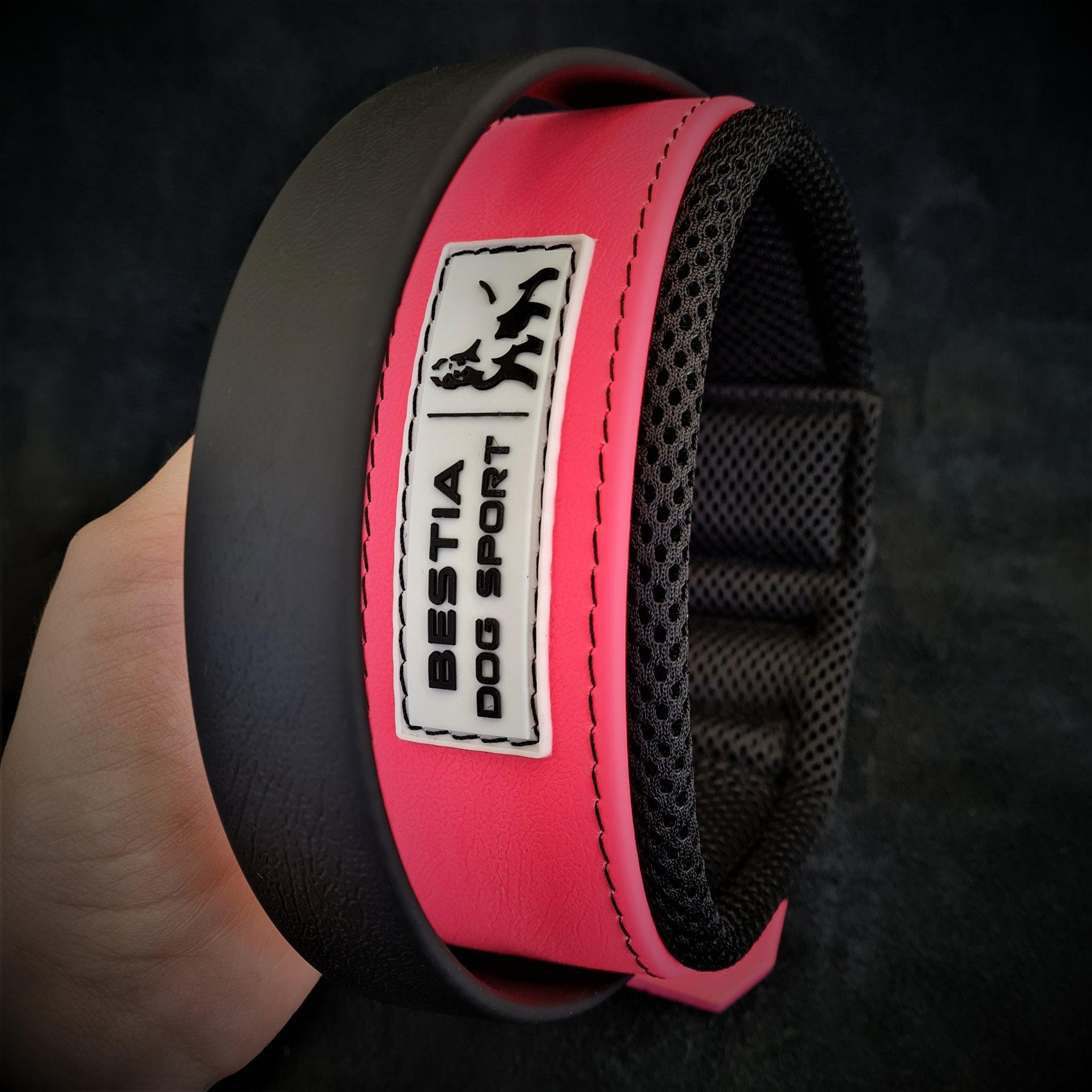 Tactical Premium Dog 🐺 BESTIA DOG SPORT - Handle Collar Neon Pink (Collier à Poignée Ultra‑Résistant 2’’)