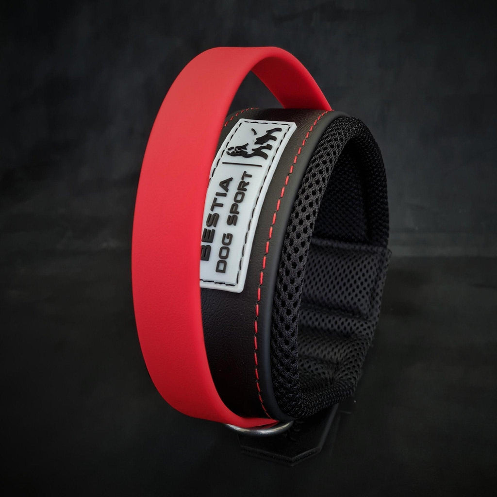 Dog 🐶 BESTIA DOG SPORT - Red Handle Collar Collier Heavy‑Duty avec Poignée Rouge - Acier Inox & Coussin Confort