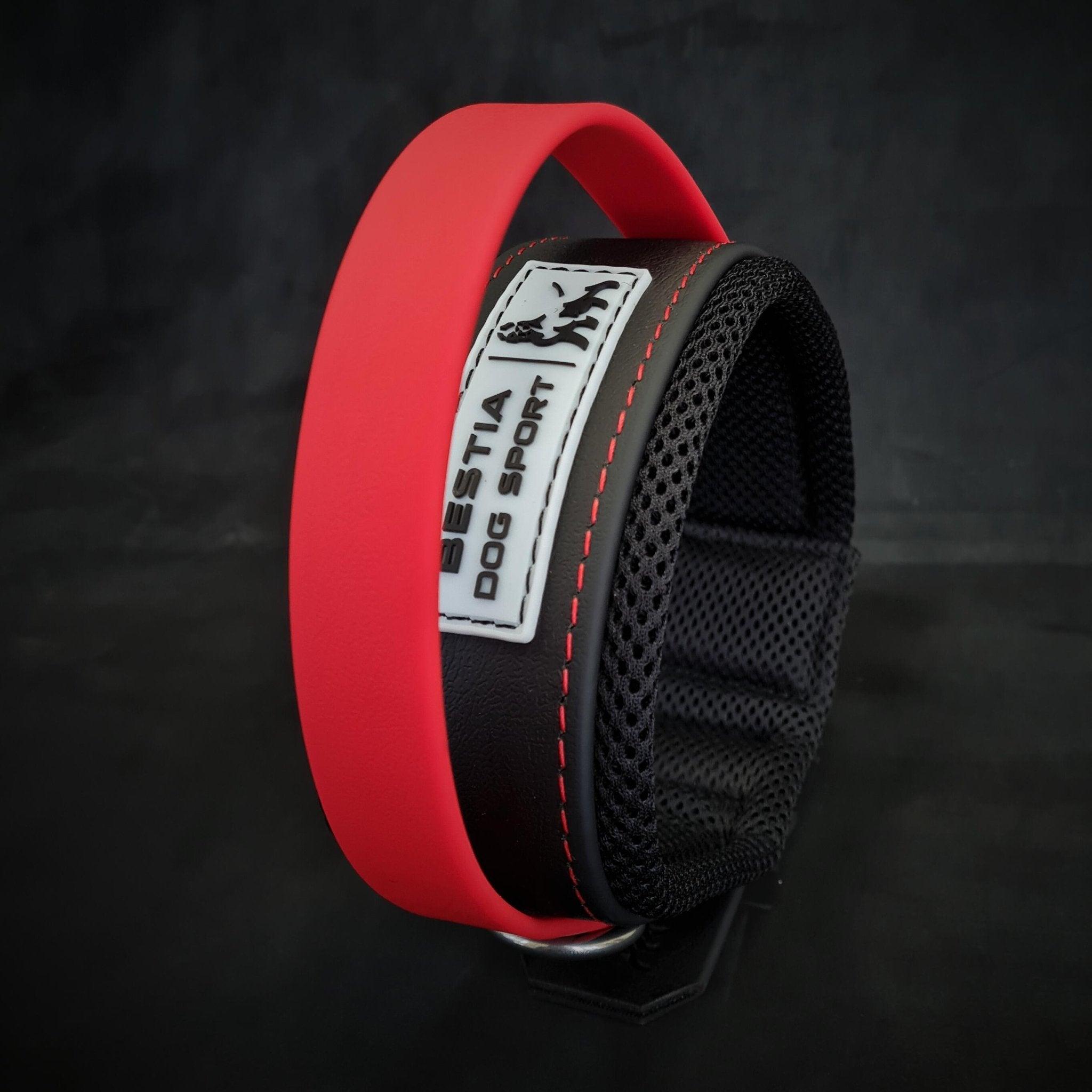 Dog 🐶 BESTIA DOG SPORT - Red Handle Collar Collier Heavy‑Duty avec Poignée Rouge - Acier Inox & Coussin Confort