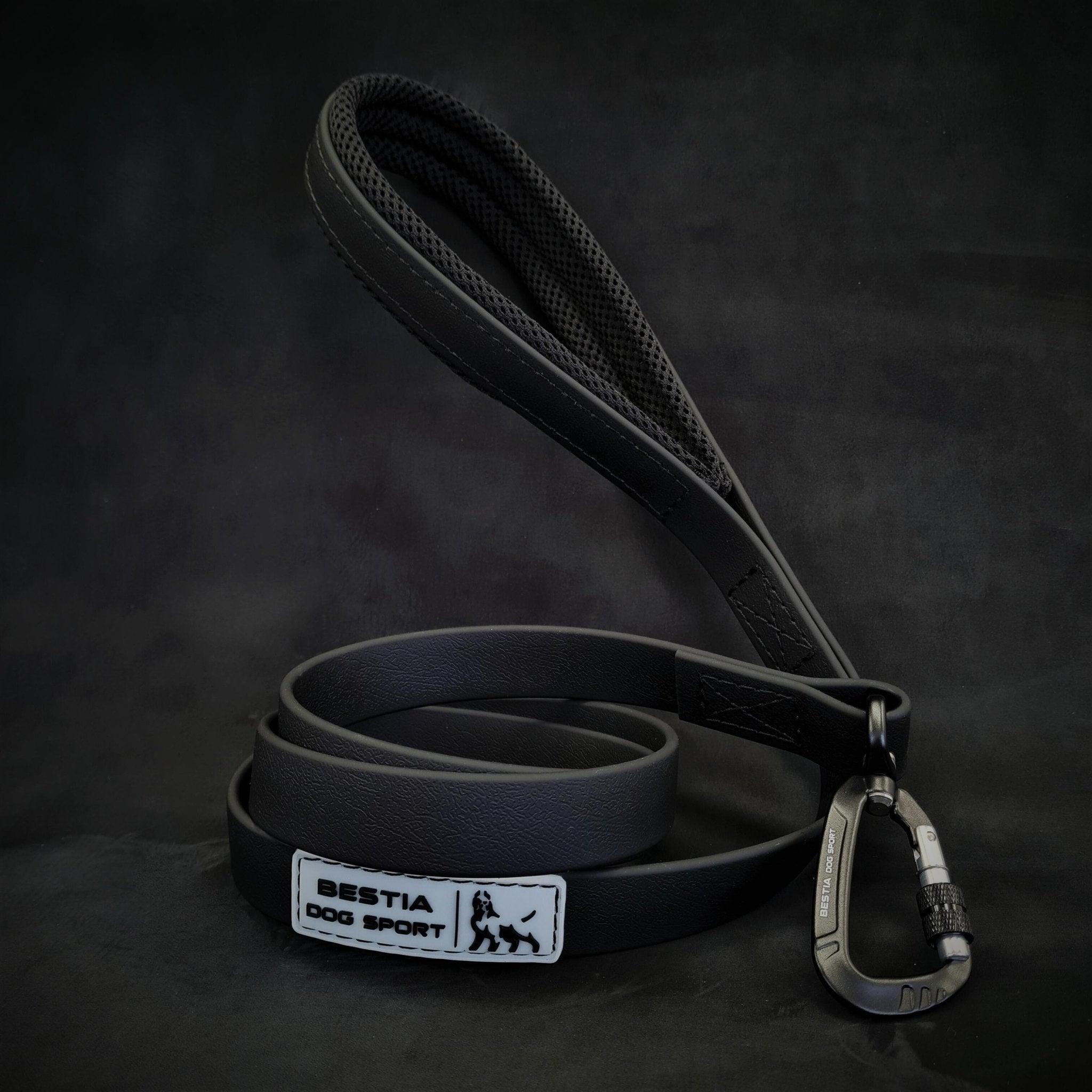🐕‍🦺 BESTIA DOG SPORT Tactical Leash All Black - Ultra Heavy Duty Waterproof Dog Leash with Tactical Carabiner | 400 kg Pull Strength