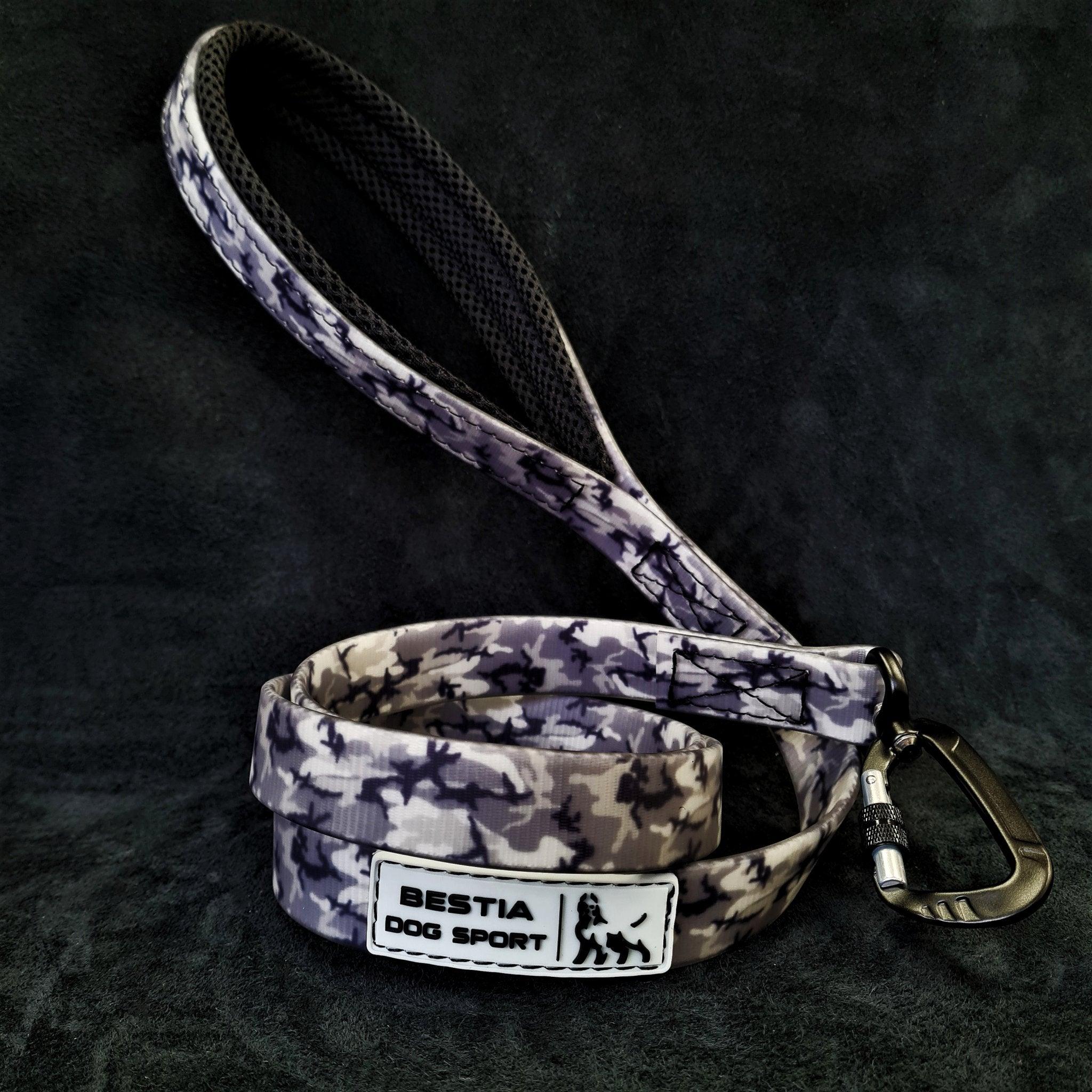 Tactical Premium 🐺 Laisse BESTIA Dog Sport - Tactical Grey Camo (Ultra Heavy Duty, Aluminium Grade)