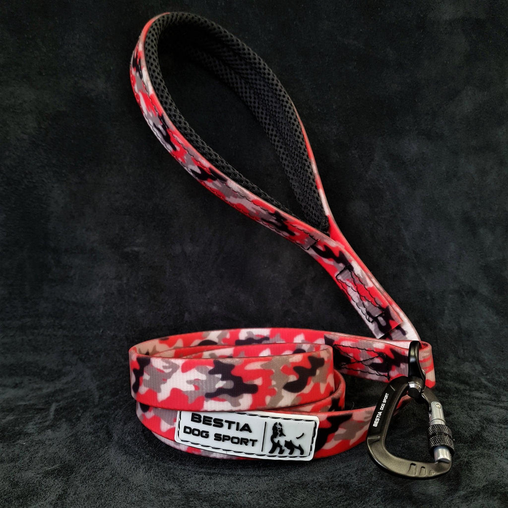 Dog 🐶 Laisse Tactical Red Camo - Laisse Premium Ultra‑Résistante BESTIA