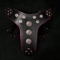 💎 BESTIA “Bijou” Harnais Black & Pink - Harnais Premium en Cuir pour Grandes Races | Rembourrage Rose & Rivets Cristal | Fait Main en Europe