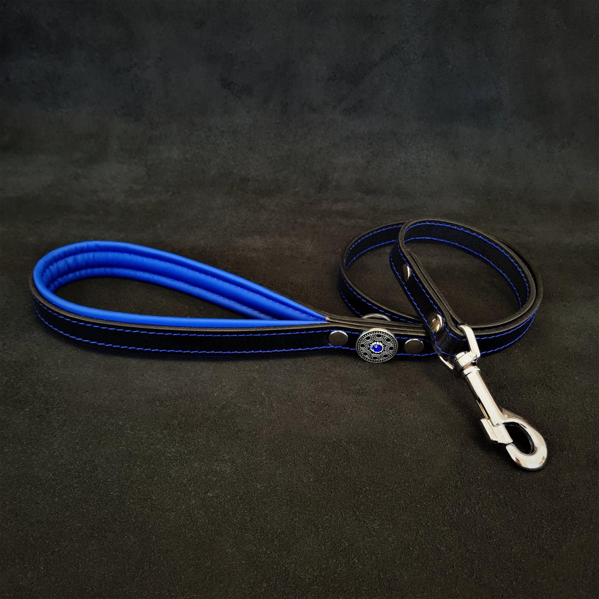 🐕 BESTIA “Bijou” Harness Black & Blue - Premium Leather Harness for Medium, Large & Giant Dogs | Handmade in Europe