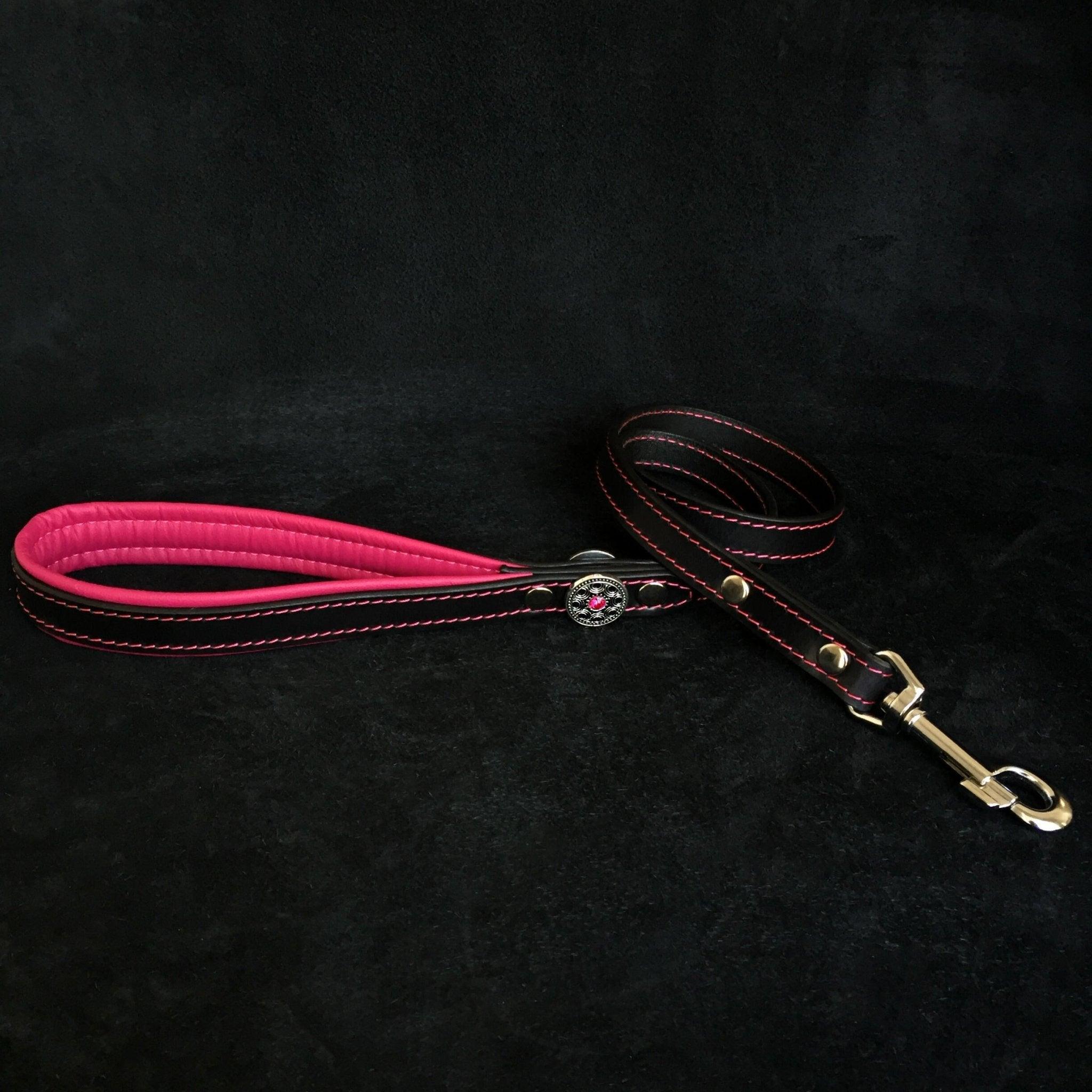 🐕 Bijou Leather Lead - Laisse Premium Rose & Noire