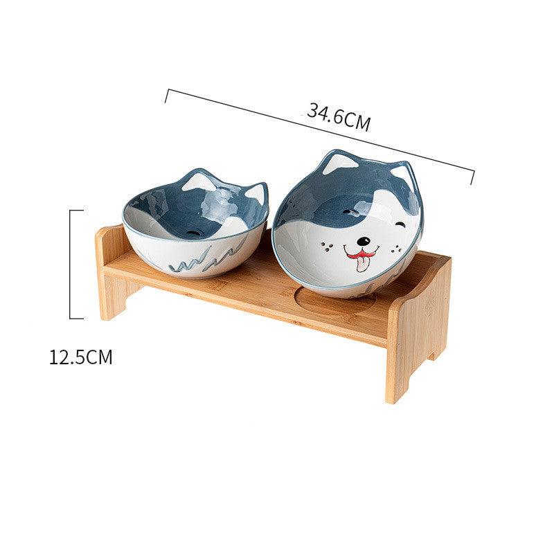 🐱 Bols en Céramique Élevés pour Chat 🍽️ - Set Double + Support | Posture Saine & Design Premium