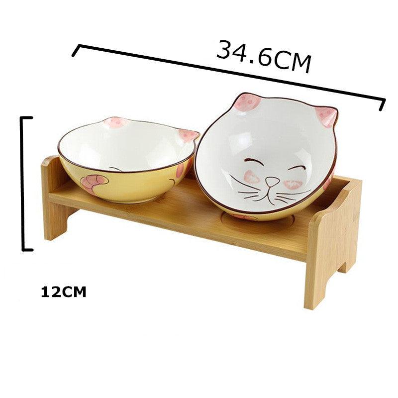 🐱 Bols en Céramique Élevés pour Chat 🍽️ - Set Double + Support | Posture Saine & Design Premium